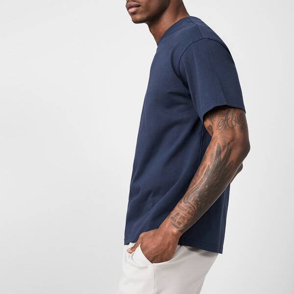 

Men Round Neck Solid Tee, Navy blue