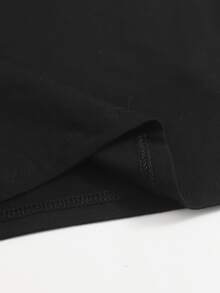 SHEIN Coolane 字母圖案T恤 - 黑色 - 查看 3