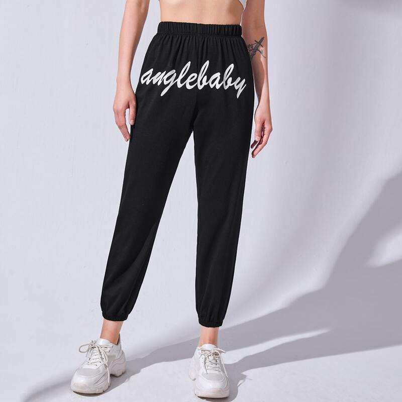 

Letter Graphic Sweatpants, Black