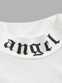 Manfinity Homme 男士字母圖案小高領T恤 - 白色 - 查看 3