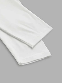 Manfinity Homme 男士字母圖案小高領T恤 - 白色 - 查看 4