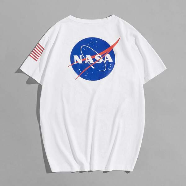 

Men American Flag & Letter Graphic Tee, White