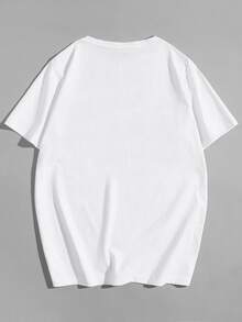 Manfinity Áo phông nam hoạt hình và chữ cái - trắng - Xem 2