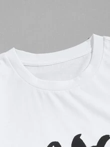 Manfinity Áo phông nam hoạt hình và chữ cái - trắng - Xem 4