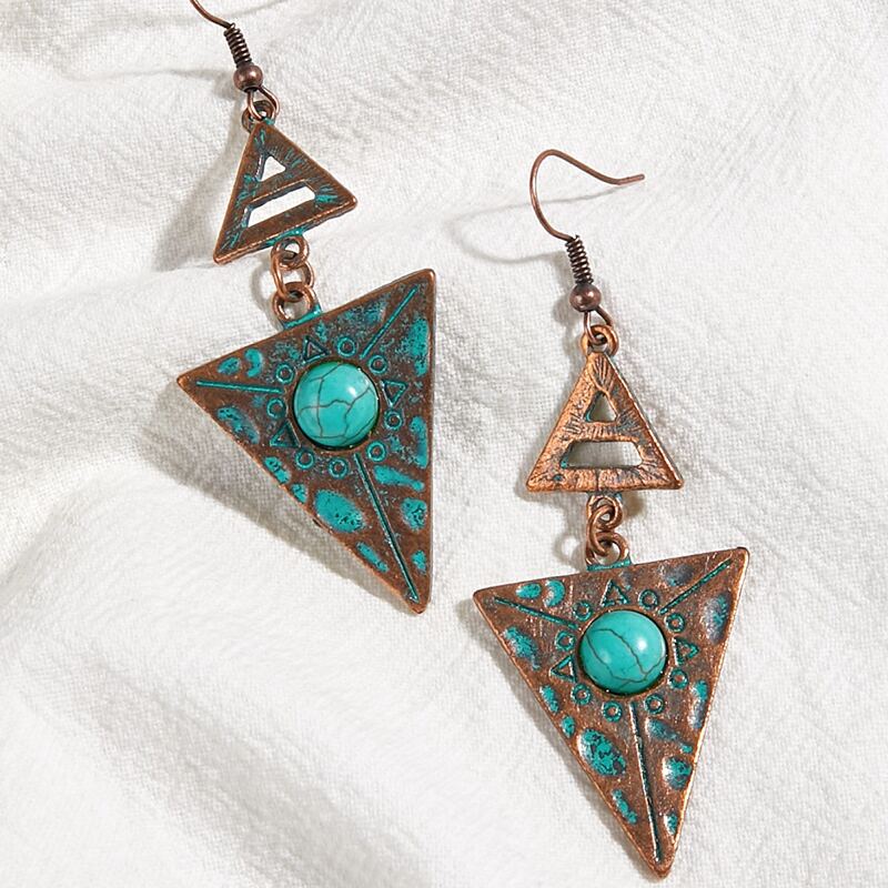

Retro Triangle Drop Earrings, Bronze