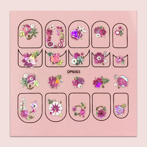 

1sheet Flower Pattern Nail Art Sticker, Multicolor