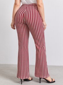 SHEIN Pantalones de pata de gallo de pierna amplia - Rojo y blanco - Ver 2