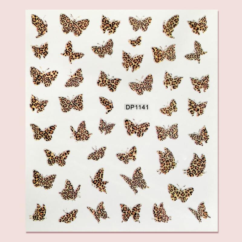 

1sheet Leopard Butterfly Nail Art Sticker, Multicolor
