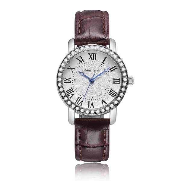 

Rhinestone Decor Round Pointer Quartz Watch