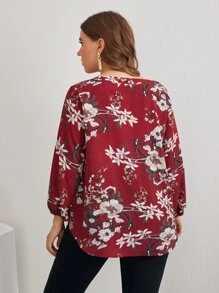 EMERY ROSE Top floral de cuello con cordón - Multicolor - Ver 2