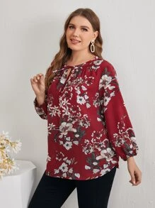 EMERY ROSE Top floral de cuello con cordón - Multicolor - Ver 5