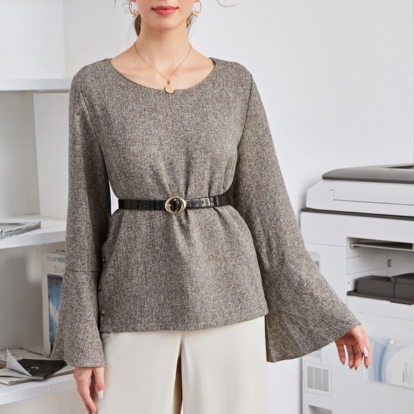 

Button Side Blouse Without Belt, Mocha brown