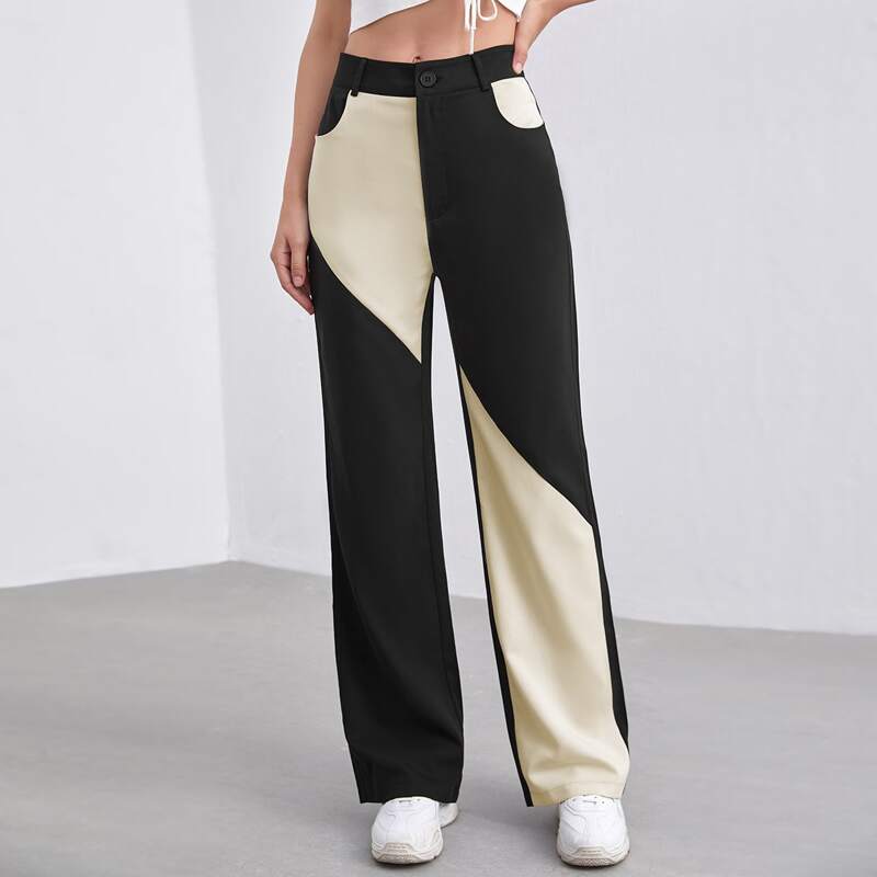 

Slant Pocket Colorblock Pants, Multicolor