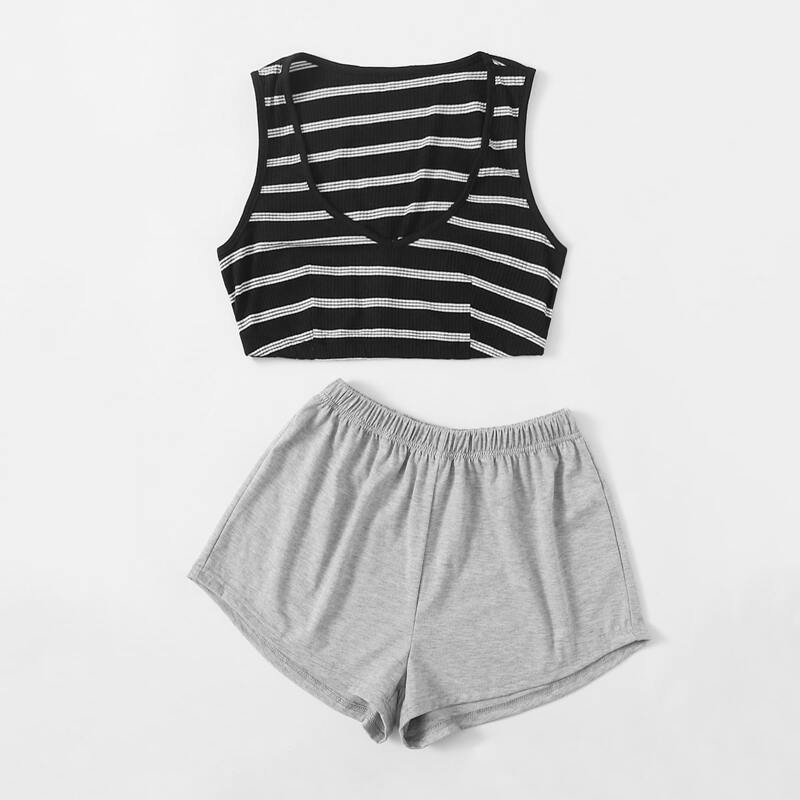 

Stripe Tank Top & Shorts PJ Set, Multicolor