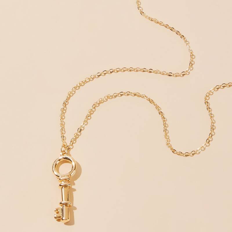 

Key Pendant Necklace, Gold