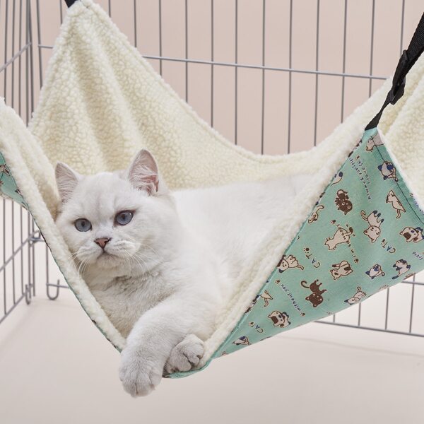 

Cartoon Cat Print Pet Hammock, Green