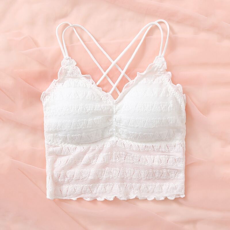 

Frill Trim Longline Bralette, White