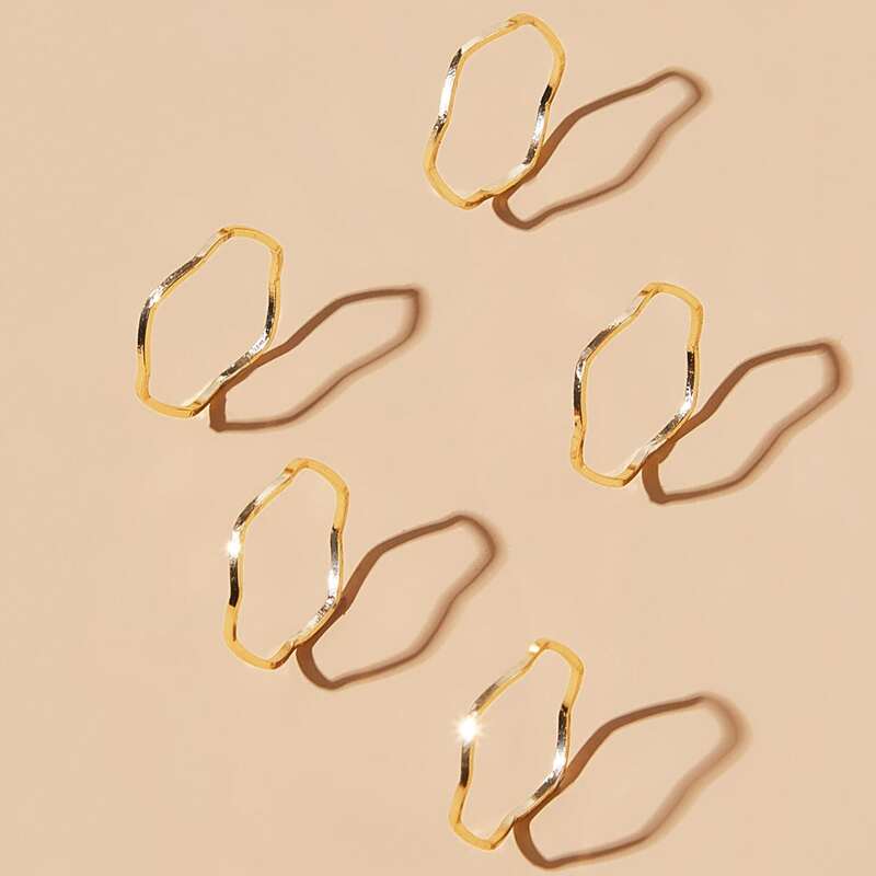 

5pcs Scallop Ring, Gold