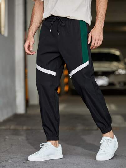Manfinity Pantalones de cintura con cordón panel lateral