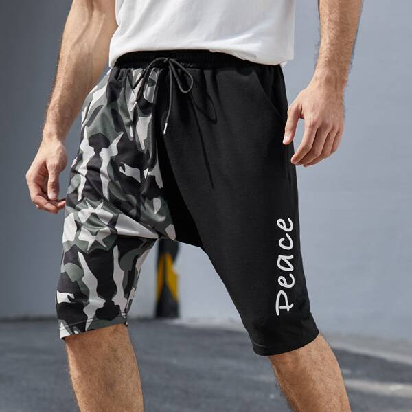 

Men Camo Print Drawstring Waist Shorts, Multicolor