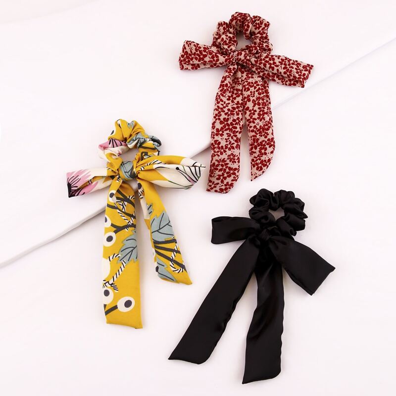 

3pcs Floral Scrunchie Scarf, Multicolor
