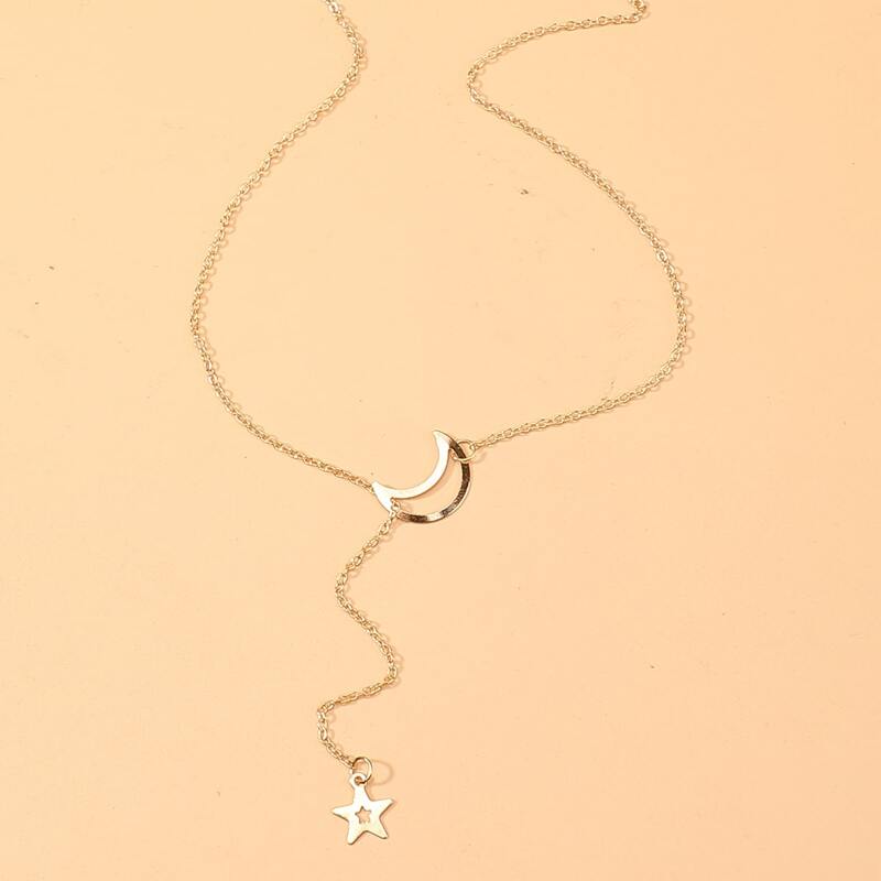 

Star & Moon Decor Chain Necklace, Gold