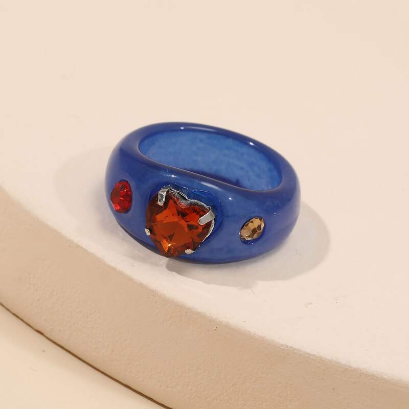 

Heart Decor Ring, Navy blue
