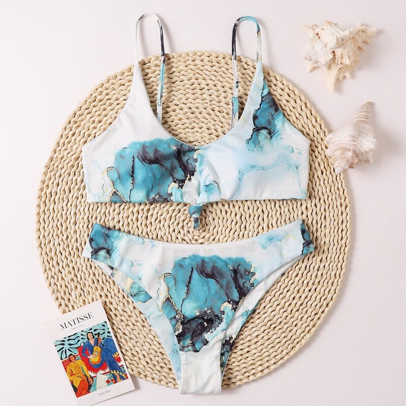 

Tie Dye Knot Bikini Swimsuit, Multicolor