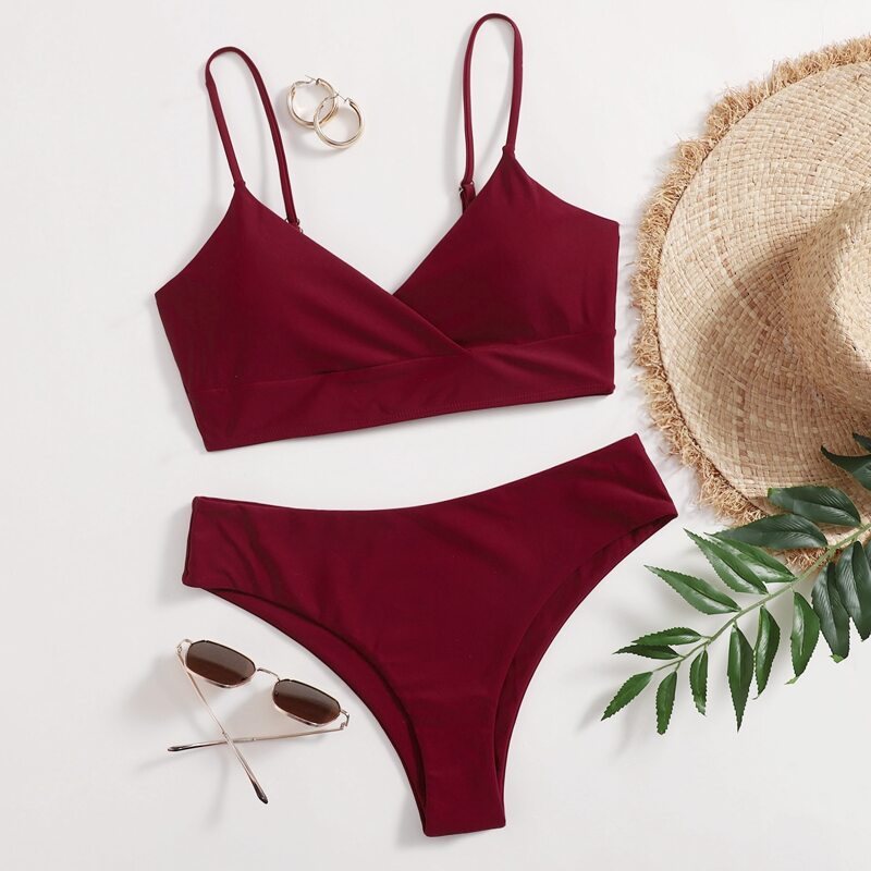 

Solid Bikini Swimsuit, Burgundy