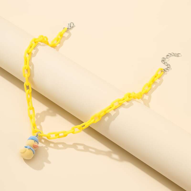 

Cartoon Duck Pendant Necklace, Yellow