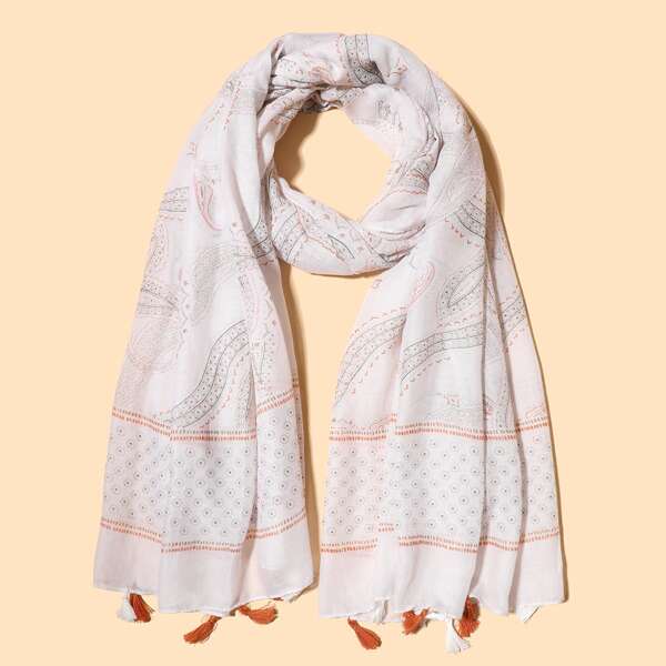 

Paisley Tassel Charm Scarf, Multicolor