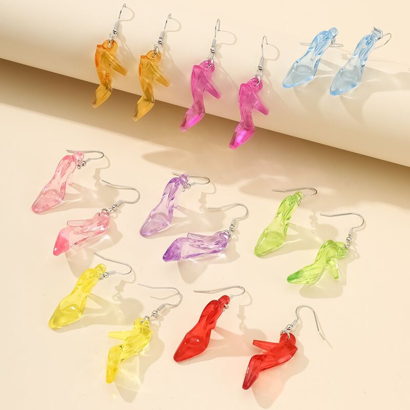 

8pairs Clear Pumps Drop Earrings, Multicolor
