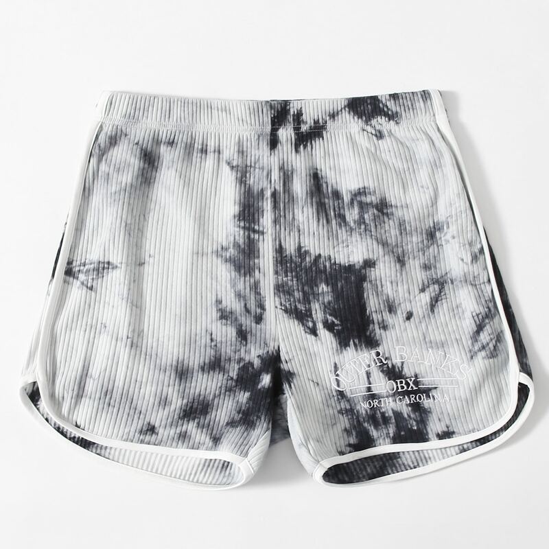 

Tie Dye Dolphin Shorts, Black and white