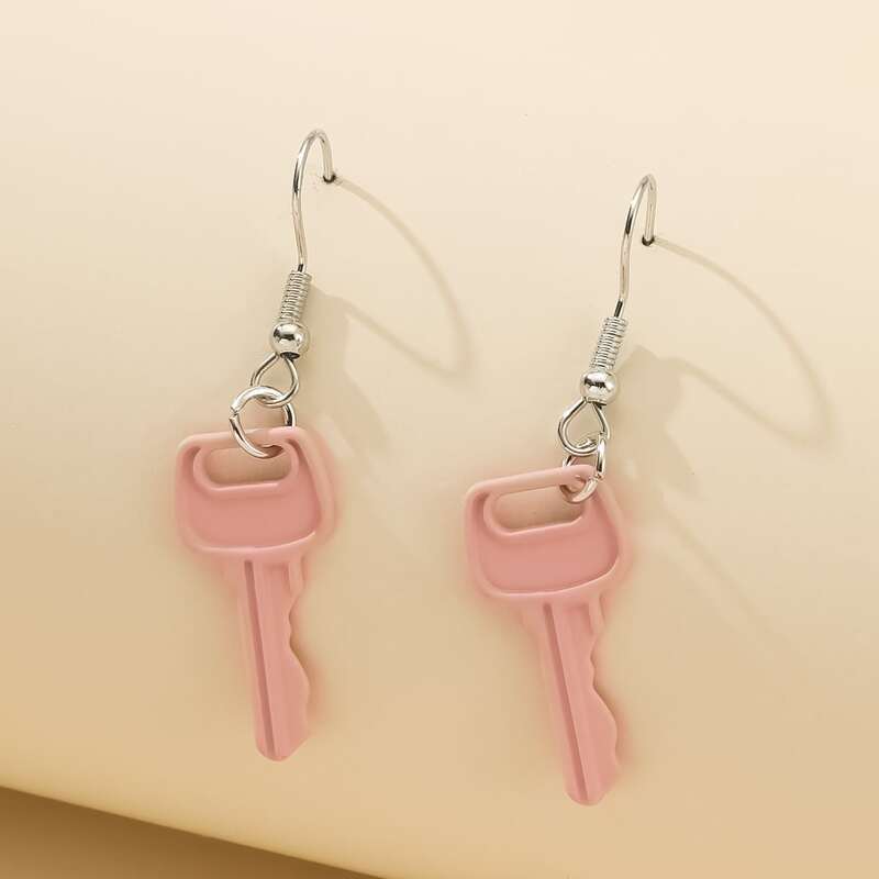

Key Drop Earrings, Baby pink