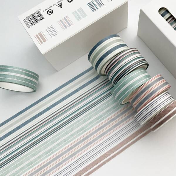 

6pcs Striped Pattern DIY Tape, Multicolor