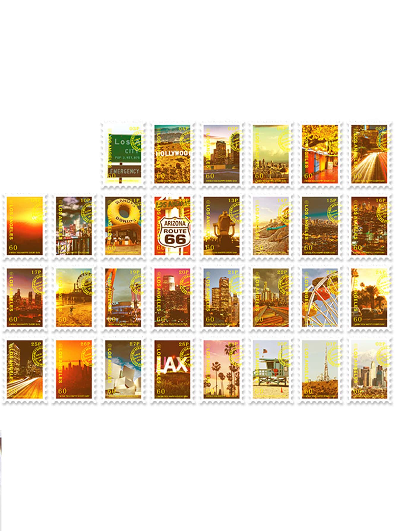 60pcs Los Angeles Landscape Sticker - Multicolor - View 2