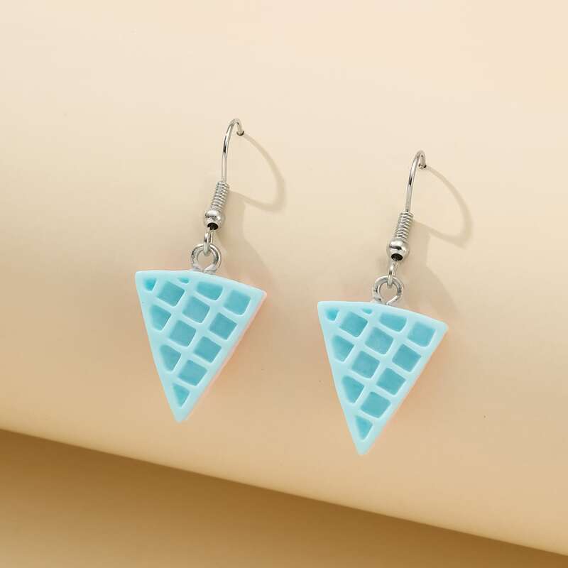 

Waffle Drop Earrings, Baby blue
