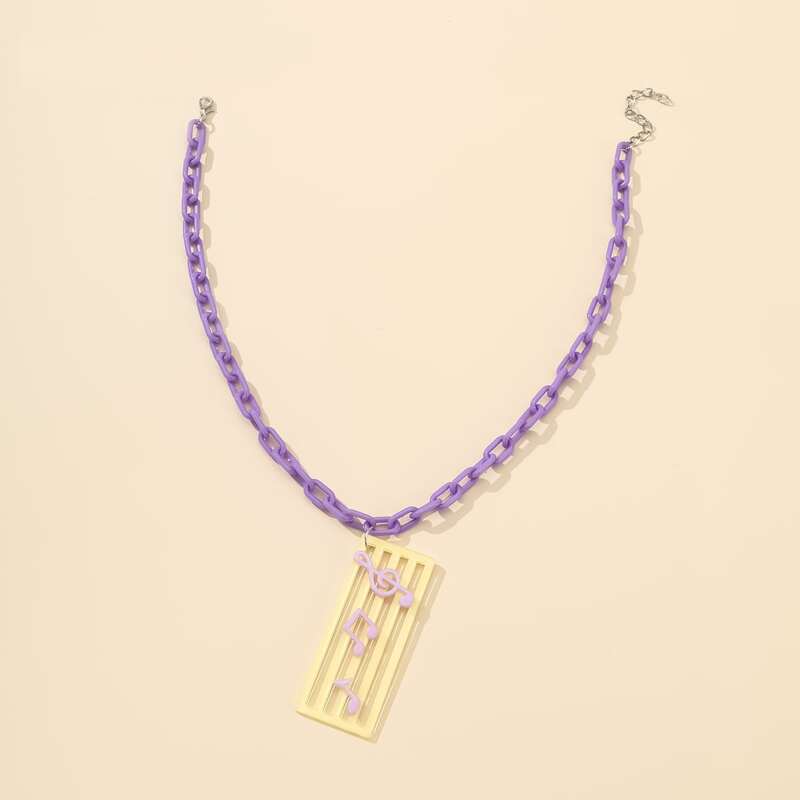 

Musical Note Pendant Necklace, Purple
