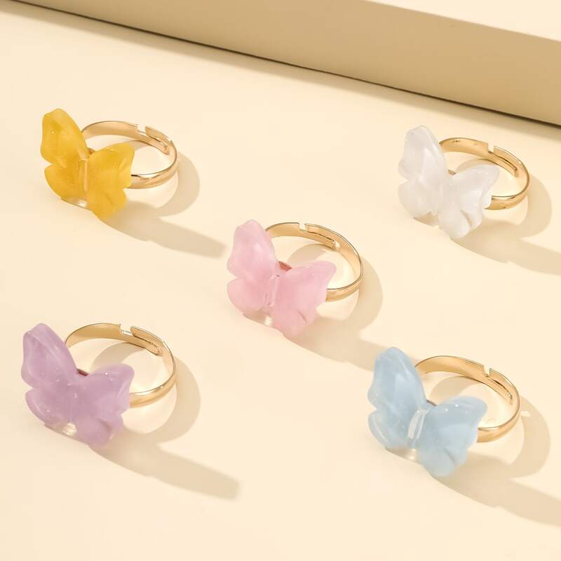 

5pcs Butterfly Ring, Multicolor