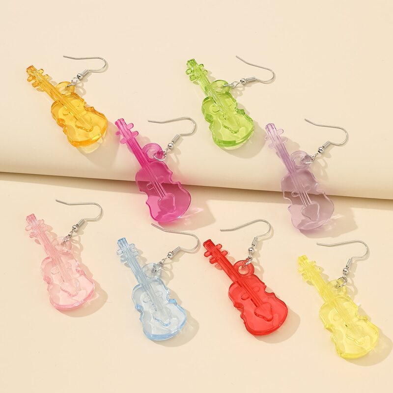 

4pairs Clear Guitar Drop Earrings, Multicolor