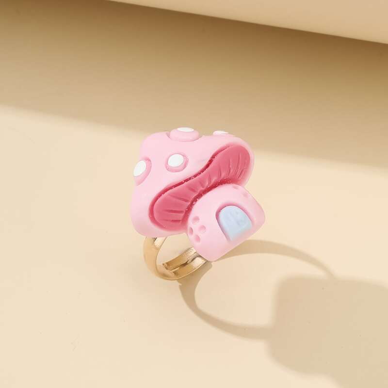

1pc Cartoon Mushroom Ring, Pink