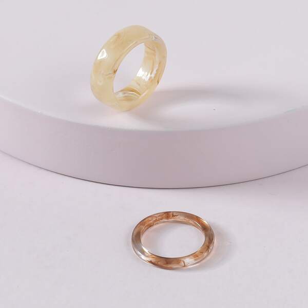 

2pcs Color Block Ring, Multicolor
