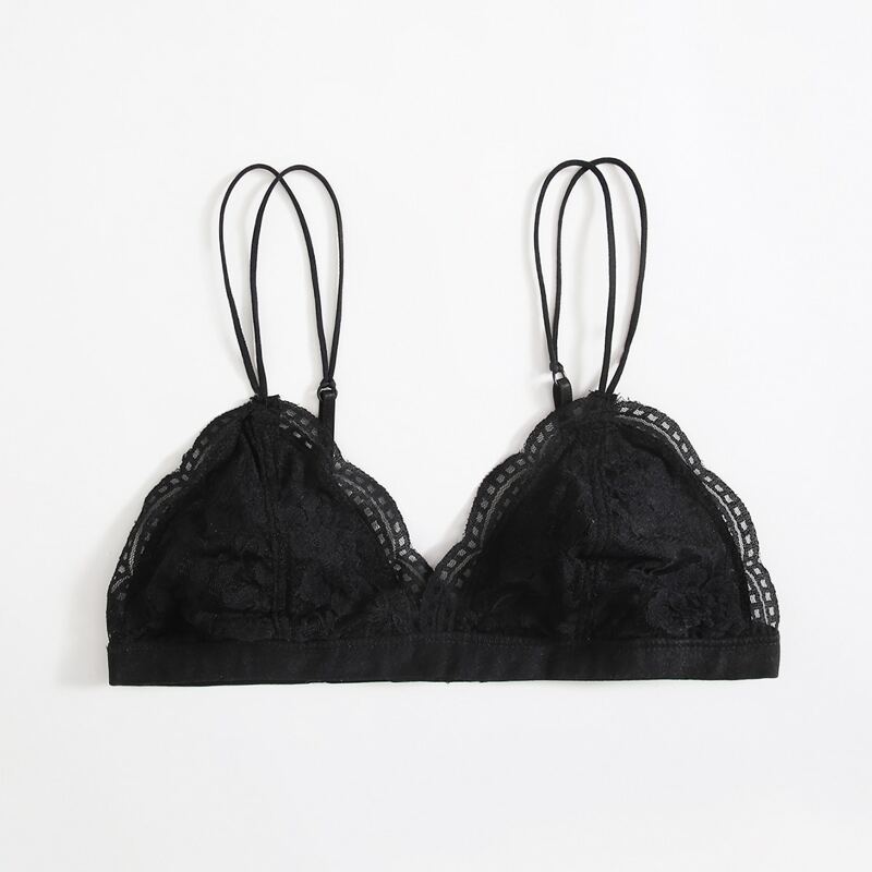

Scallop Floral Lace Bralette, Black