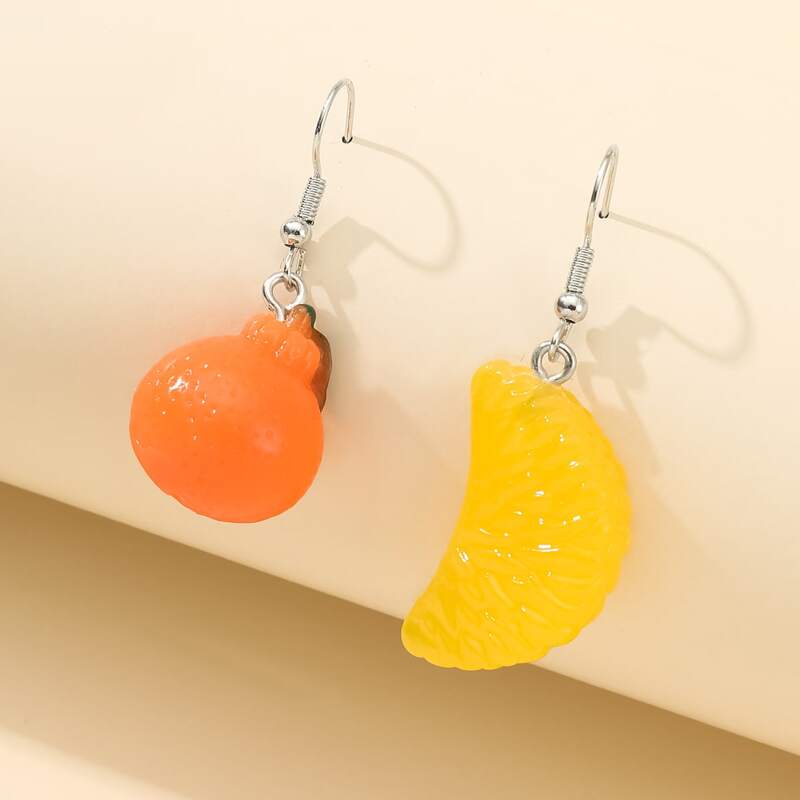 

Orange Mismatched Drop Earrings