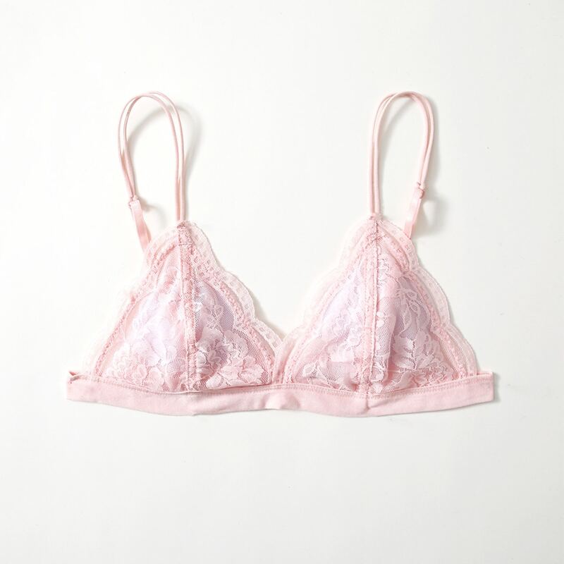 

Scallop Floral Lace Bralette, Baby pink