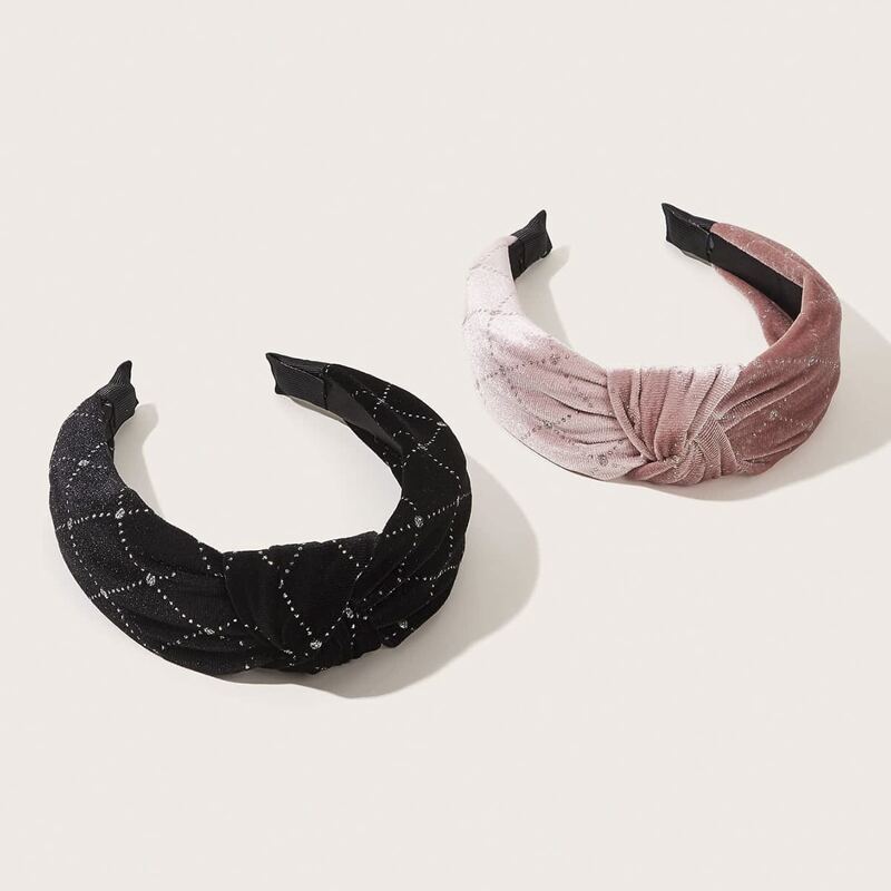 

2pcs Glitter Argyle Headband, Multicolor