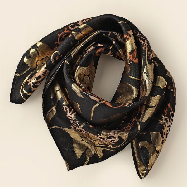 

Silk Jacquard Scarf, Black
