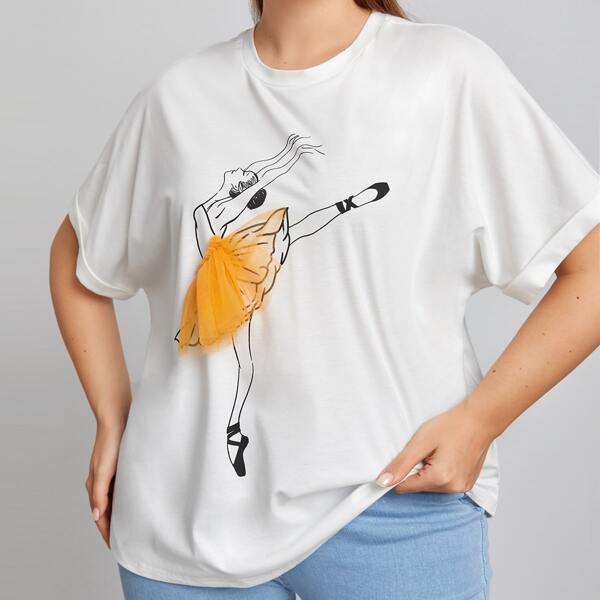 

Plus Figure Graphic Tee, White