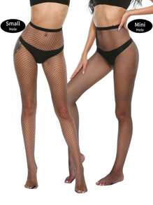 4pcs Women's Fashionable Sexy Fishnet Pantyhose - Black - View 4