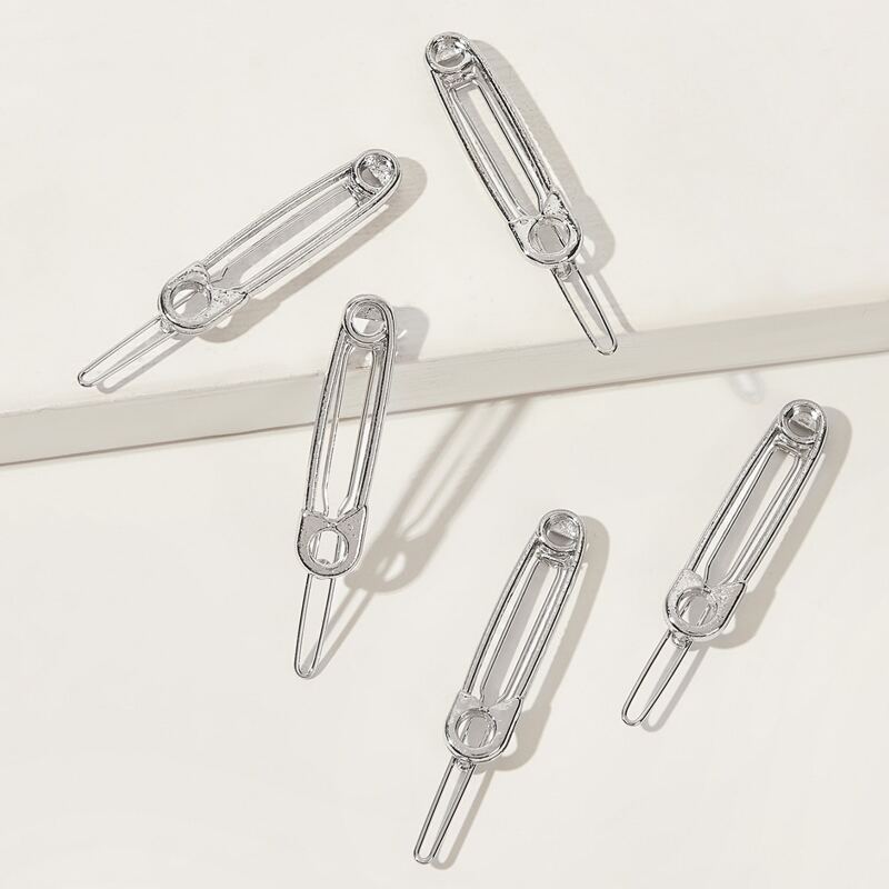

5pcs Safety Pin Hair Clip, Silver
